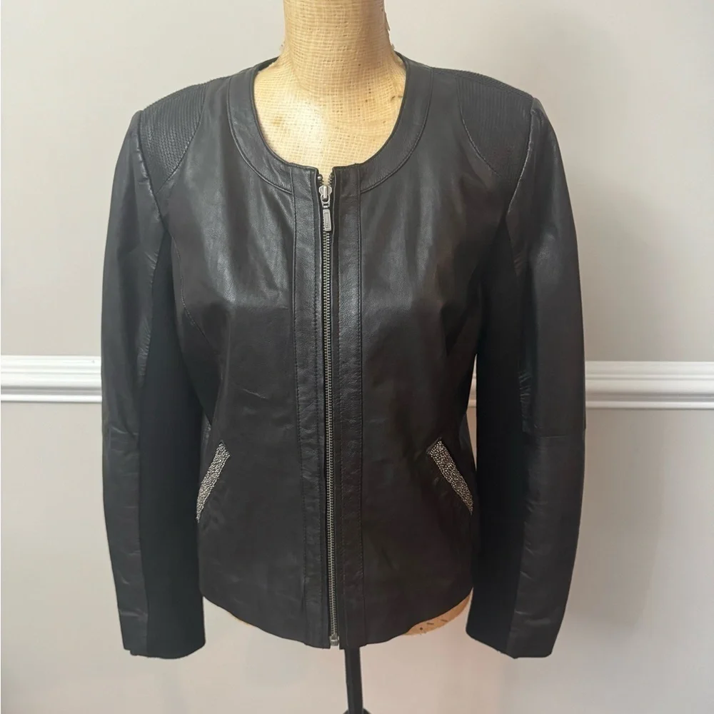 Badgley Mischka‎ leather jacket L